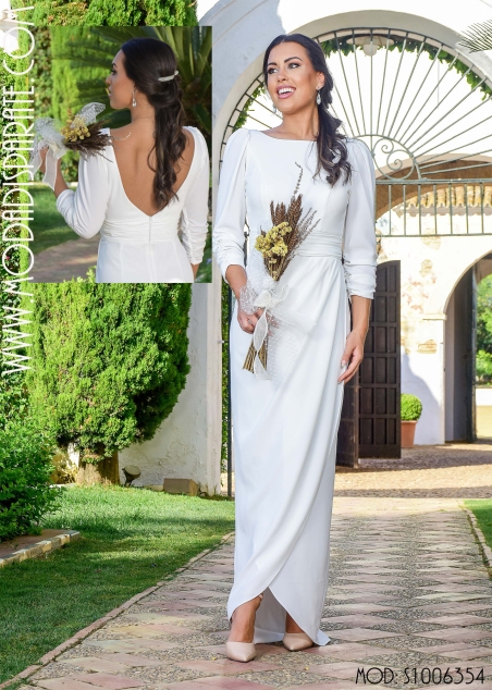 VESTIDO LARGO MA CODO ESPALDA PICO FAJIN