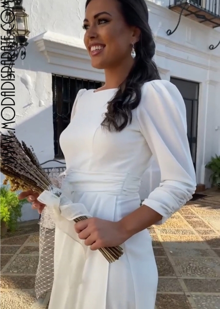 VESTIDO LARGO MA CODO ESPALDA PICO FAJIN