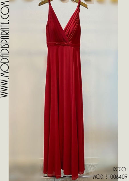 VESTIDO LARGO ADORNO PEDREDIA CORTE PECHO