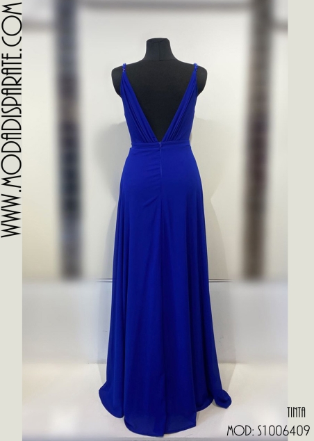 VESTIDO LARGO ADORNO PEDREDIA CORTE PECHO