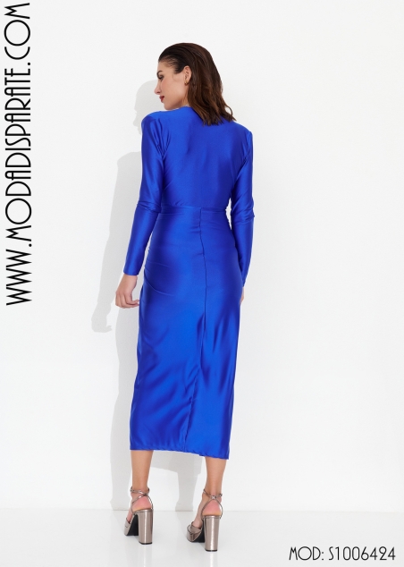 VESTIDO LICRA MANGA LARGA NUDO ESCOTE