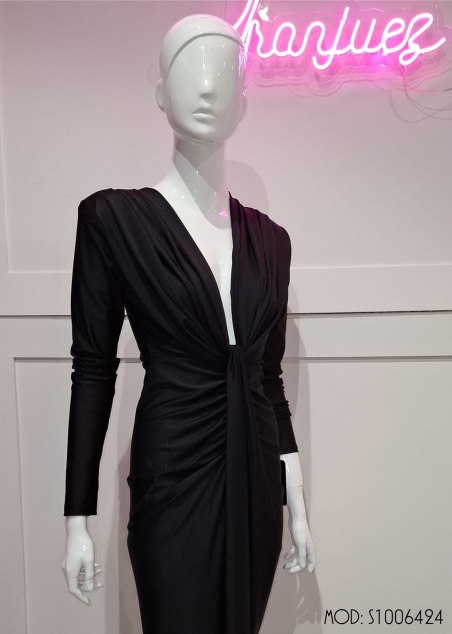 VESTIDO LICRA MANGA LARGA NUDO ESCOTE