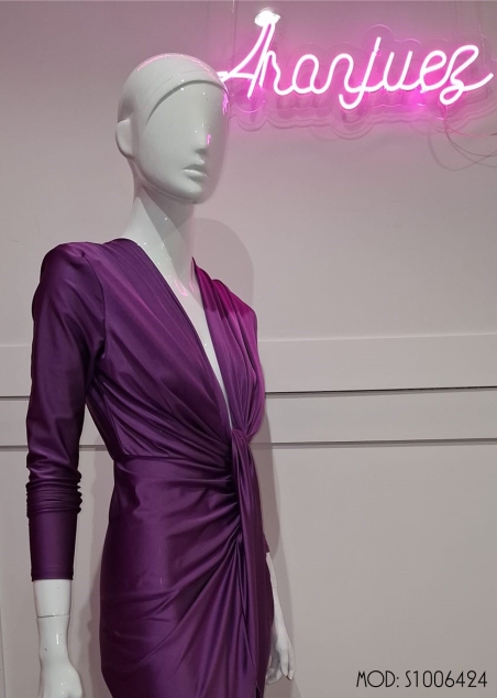 VESTIDO LICRA MANGA LARGA NUDO ESCOTE