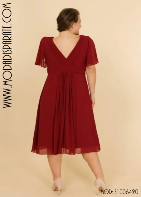 VESTIDO CORTO PEDRERIA CINT. M/C GASA