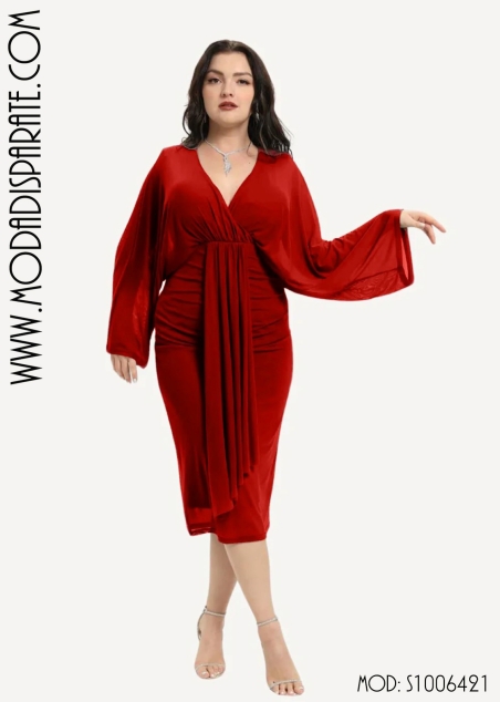 VESTIDO CORTO GASA MANGA FRANCESA DRAPEADO FALDA