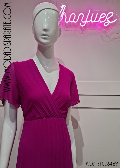 VESTIDO MIDI M/ CORTA PLISADO 2