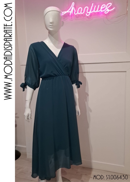 VESTIDO MIDI GASA M/ CORTA NUDO