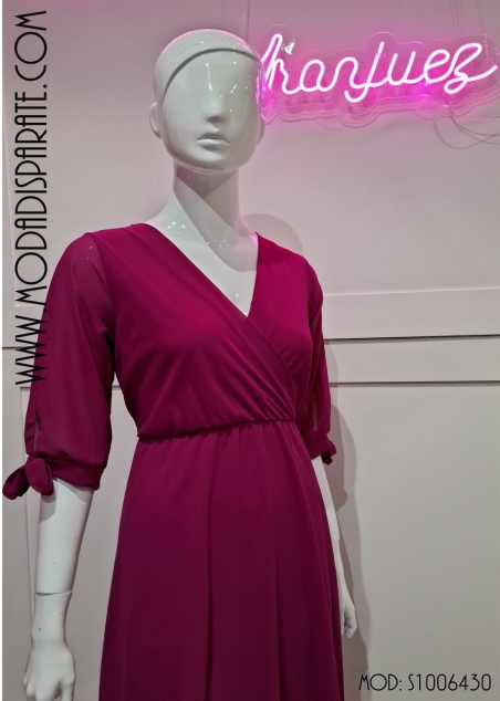VESTIDO MIDI GASA M/ CORTA NUDO