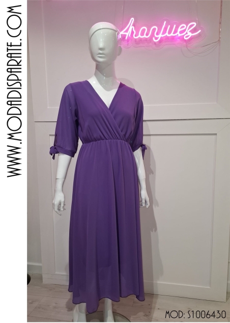 VESTIDO MIDI GASA M/ CORTA NUDO