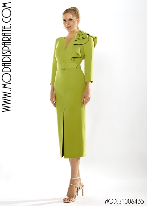 VESTIDO MADRINA CORTO CUELLO CAJA TUL VOLANTE COSTADILLO 2