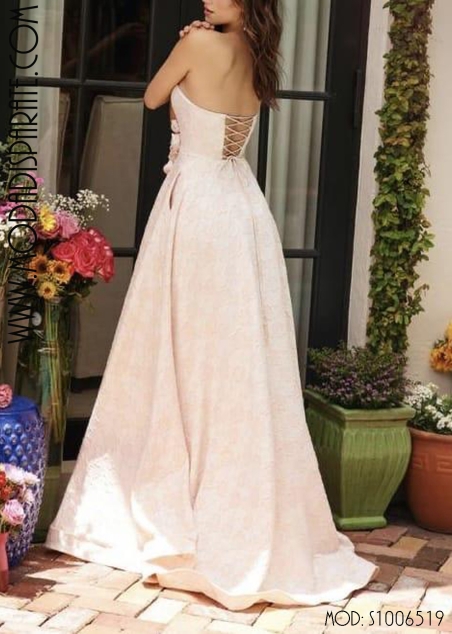 VESTIDO BLANCO NOVIA BROCADO PALABRA DE HONOR