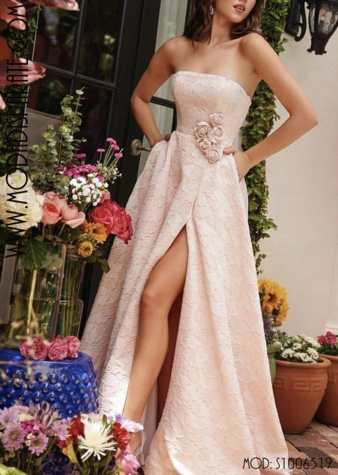 VESTIDO BLANCO NOVIA BROCADO PALABRA DE HONOR