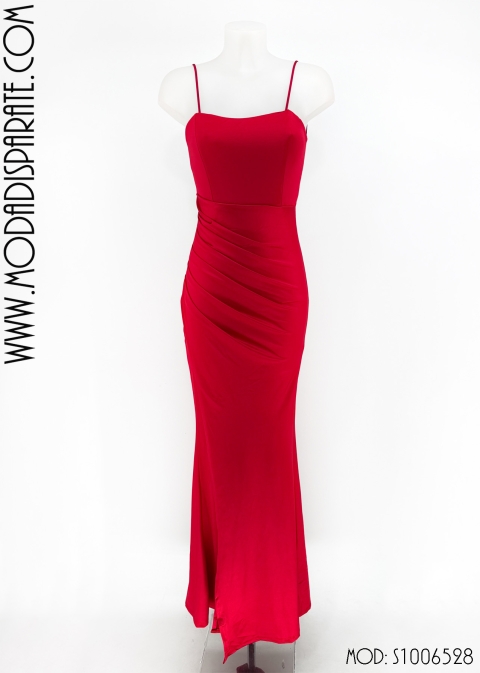 VESTIDO FIESTA LARGO LICRA SATINADO P/ HONOR ATADO ESPALDA 2