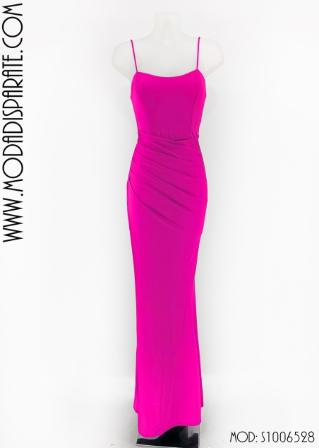 VESTIDO FIESTA LARGO LICRA SATINADO P/ HONOR ATADO ESPALDA