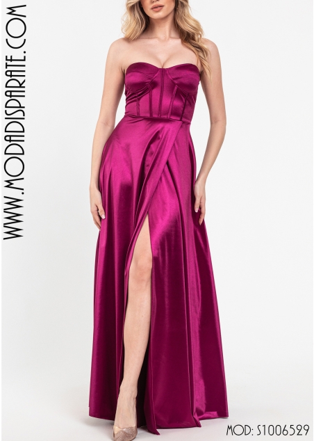 VESTIDO FIESTA LARGO SATINADO CORPIÑO