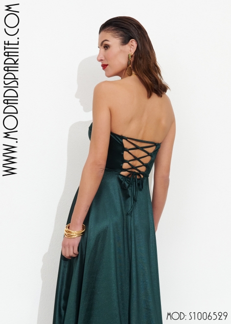 VESTIDO FIESTA LARGO SATINADO CORPIÑO