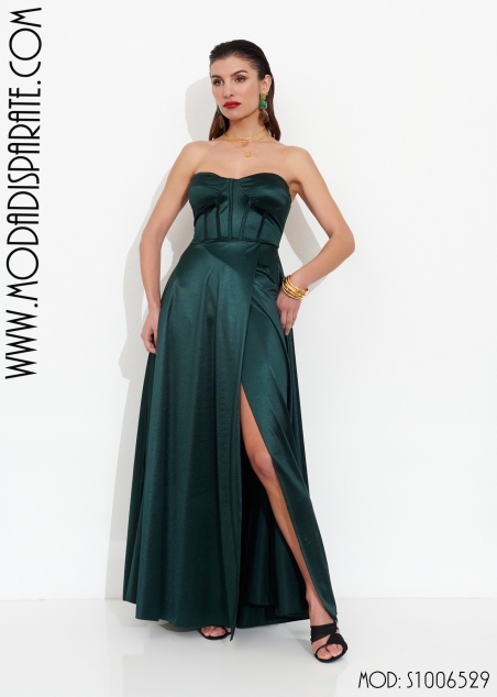 VESTIDO FIESTA LARGO SATINADO CORPIÑO