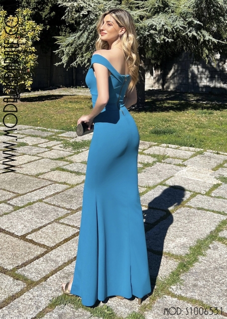 VESTIDO LARGO LICRA ESCOTE PICO CREMALLERA ESPALDA