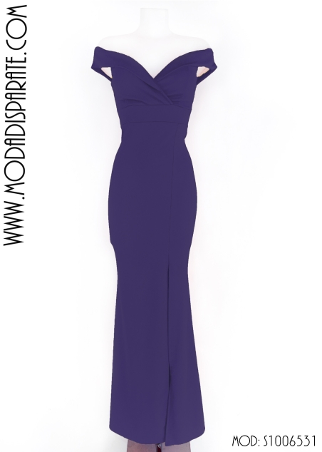 VESTIDO LARGO LICRA ESCOTE PICO CREMALLERA ESPALDA