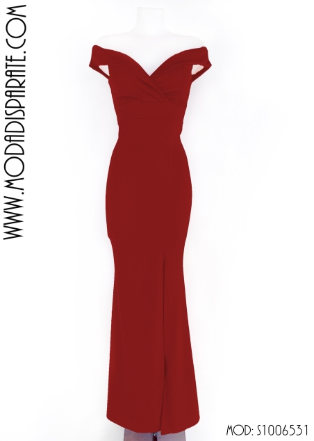 VESTIDO LARGO LICRA ESCOTE PICO CREMALLERA ESPALDA