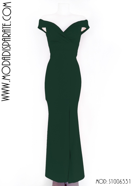 VESTIDO LARGO LICRA ESCOTE PICO CREMALLERA ESPALDA