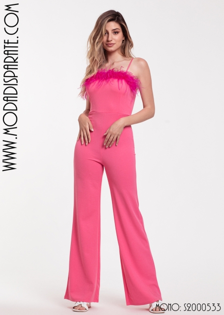 MONO FIESTA LARGO LICRA ESCOTE PLUMAS TTES