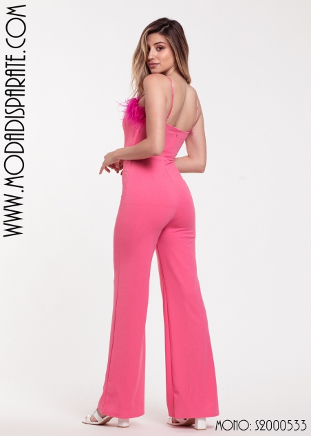 MONO FIESTA LARGO LICRA ESCOTE PLUMAS TTES