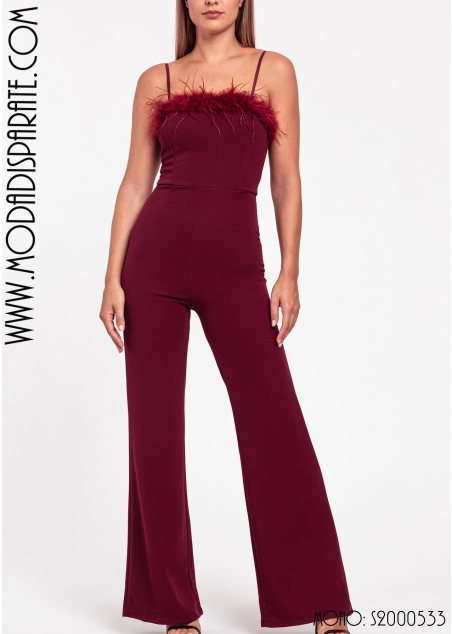 MONO FIESTA LARGO LICRA ESCOTE PLUMAS TTES