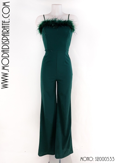 MONO FIESTA LARGO LICRA ESCOTE PLUMAS TTES