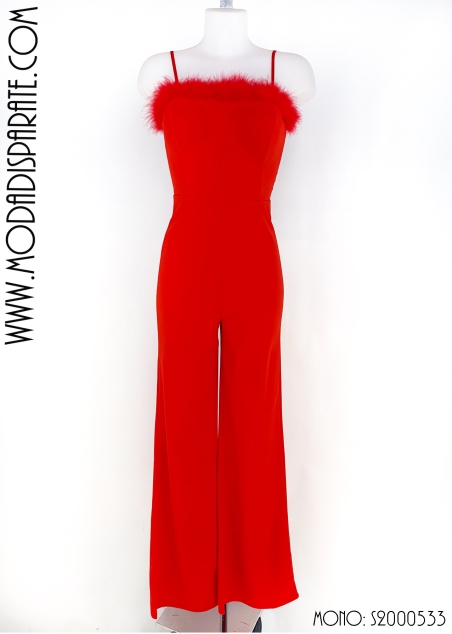 MONO FIESTA LARGO LICRA ESCOTE PLUMAS TTES