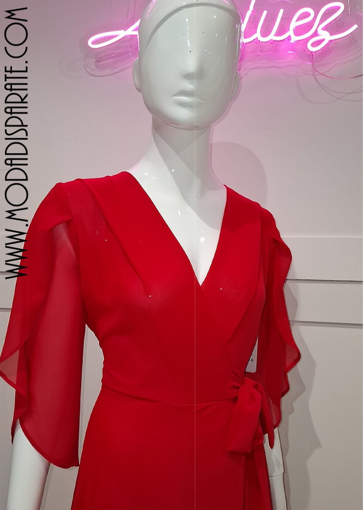 VESTIDO GASA MIDI LISO MANGA CODO DELANTERO...