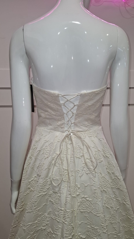 VESTIDO BLANCO NOVIA BROCADO PALABRA DE HONOR