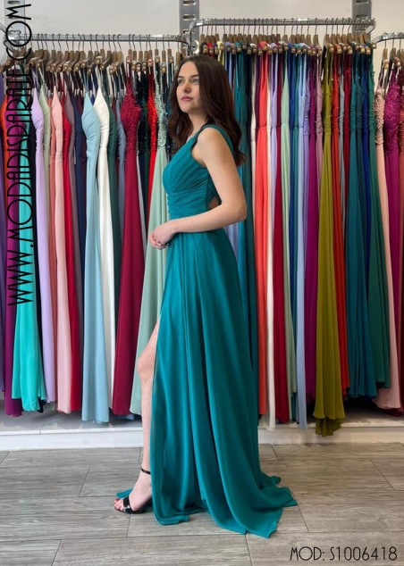 VESTIDO LARGO GASA ESCOTE HALTER ESCOTE ESPALDA