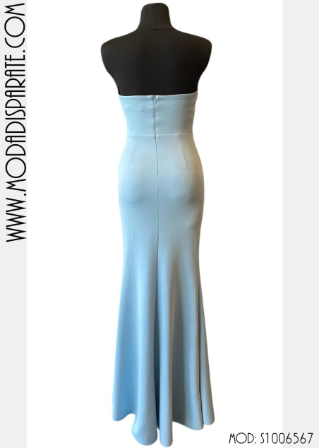 VESTIDO LARGO DE ESLASTAN PALABRA DE HONOR ADORNO FLOR PECHO