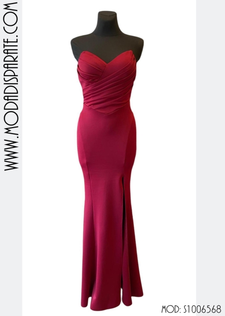 VESTIDO FIESTA LARGO ESLASTAN DRAP. PECHO PALABRA DE HONOR