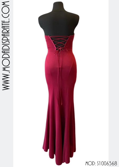 VESTIDO FIESTA LARGO ESLASTAN DRAP. PECHO PALABRA DE HONOR