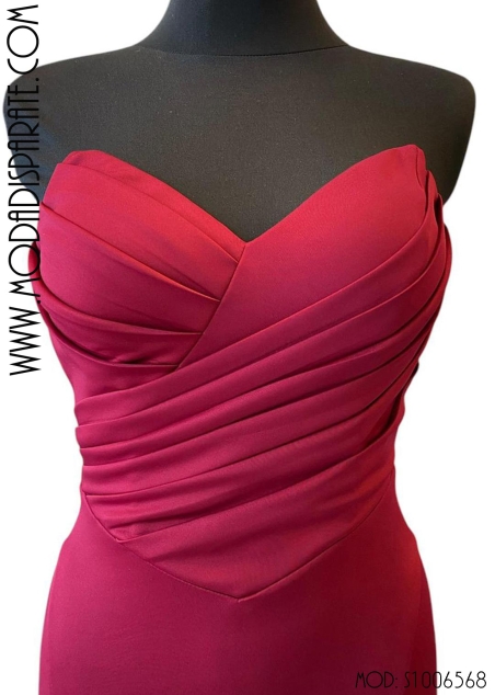 VESTIDO FIESTA LARGO ESLASTAN DRAP. PECHO PALABRA DE HONOR