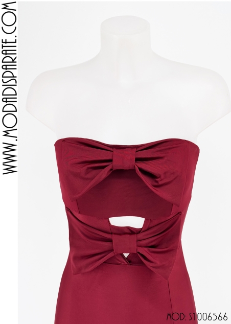 VESTIDO FIESTA P. DE HONOR LAZOS PECHO LISO ABERTURA