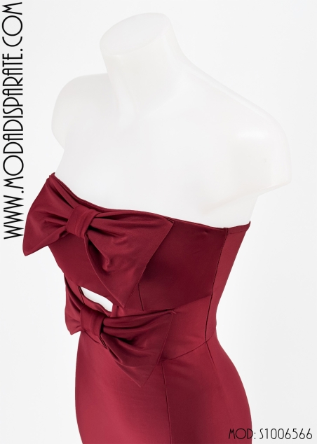 VESTIDO FIESTA P. DE HONOR LAZOS PECHO LISO ABERTURA