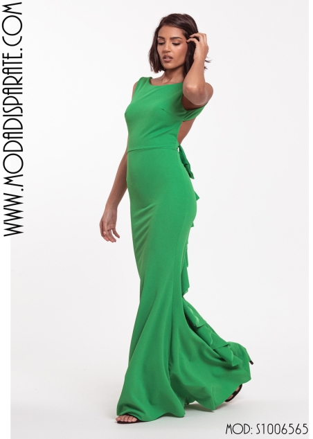VESTIDO FIESTA ELASTICO ESPALDA LAZO C BARCO