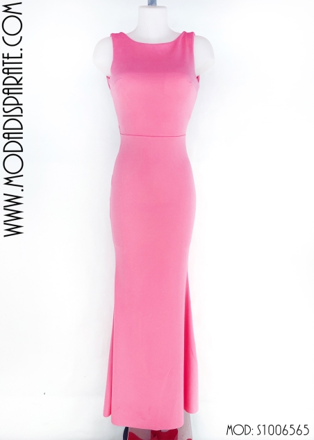 VESTIDO FIESTA ELASTICO ESPALDA LAZO C BARCO