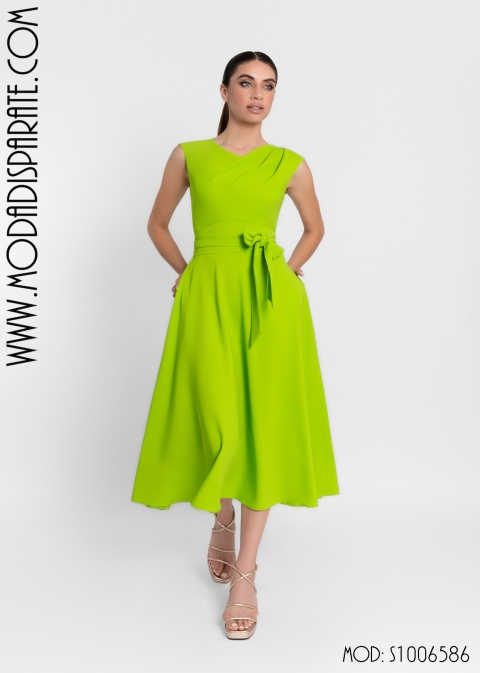 VESTIDO MIDI FALDA CAPA MANGA SISA CINTURÓN LAZADA 2