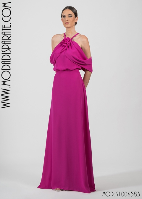 VESTIDO LARGO GASA TTES CAIDA PECHO FLOR DELANTERO 2