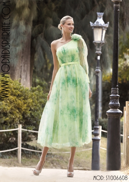 VESTIDO FIESTA MIDI MUSELINA ESTAMPADO VICOLOR ASIMETRICO UN