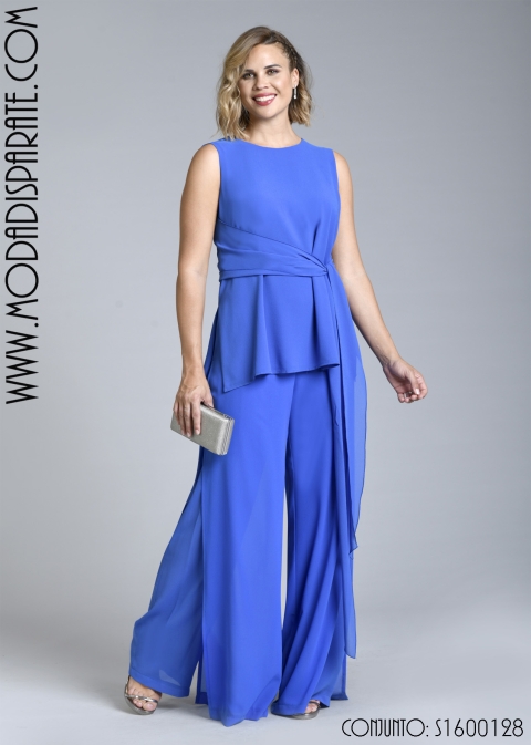 CJTO. PANTALON SIN MANGAS BLUSA NUDO