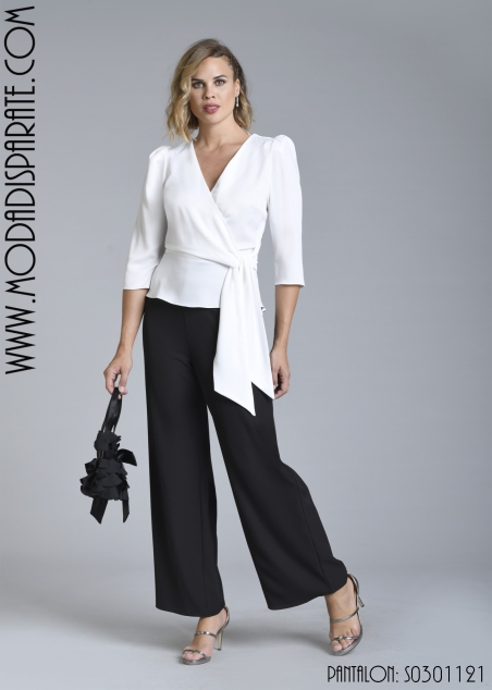 PANTALON"OLIMPIA"FIESTA LISO  PALAZO POLIESTER