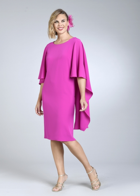 VESTIDO FIESTA CORTO RECTO CAPA CREP