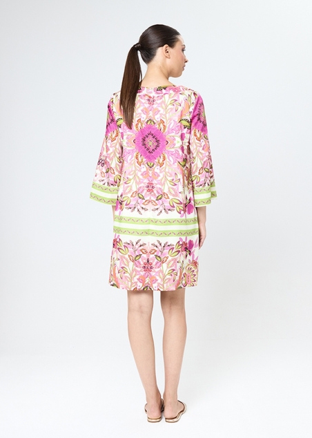 VESTIDO KAFTAN  ESTAMPADO ESCOTE PICO