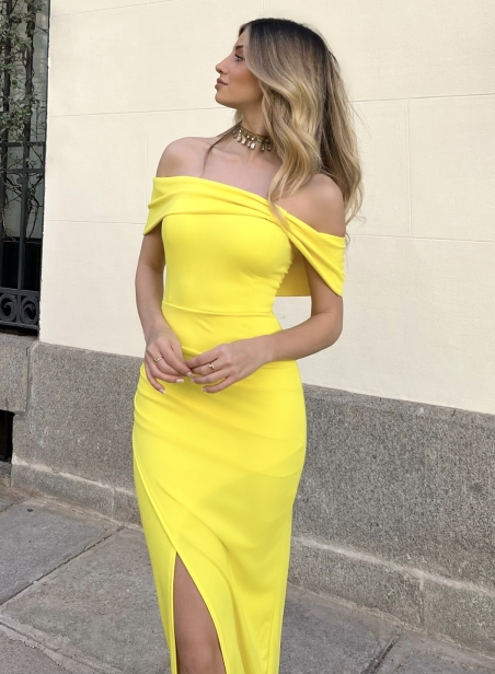 VESTIDO FIESTA  LISO P/ DE HONOR MANGAS