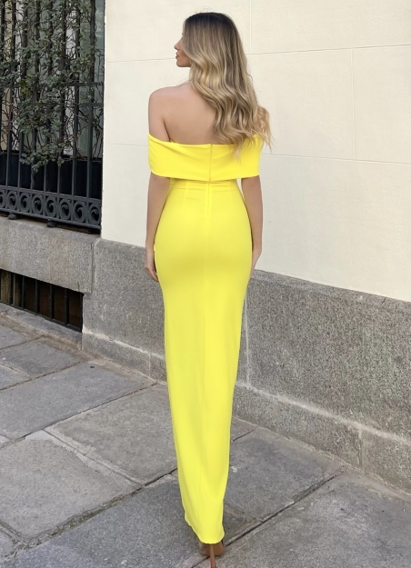 VESTIDO FIESTA  LISO P/ DE HONOR MANGAS